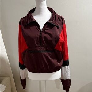 Aeropostale Red and Black Women's Bomber Jacket